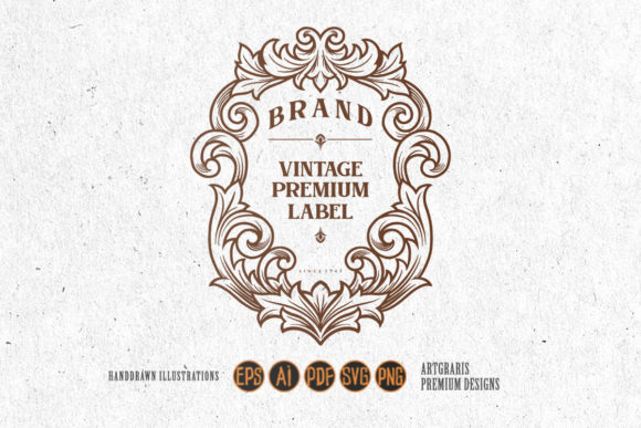 Calligraphy Badge Floral Ornate Clip Art