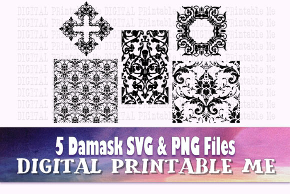 Damask SVG Silhouette Bundle: 5 Images