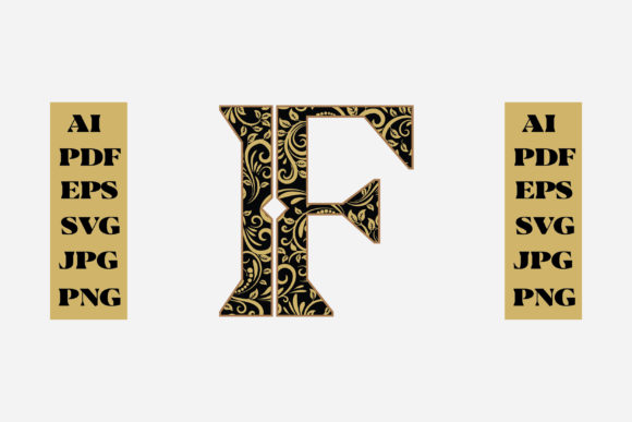 Floral Alphabet Gold Letter - F
