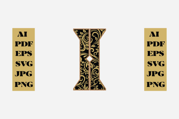 Floral Alphabet Gold Letter - I