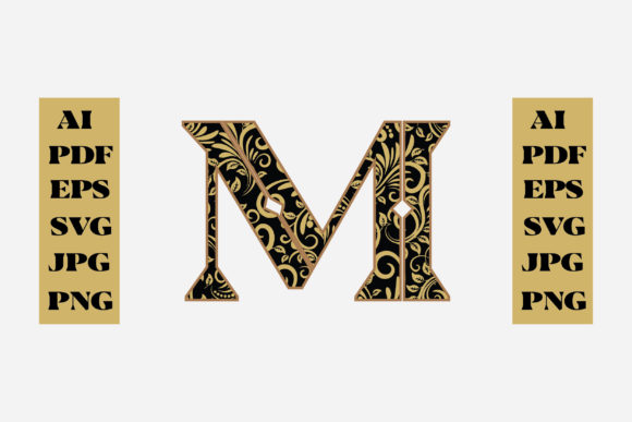 Floral Alphabet Gold Letter - M