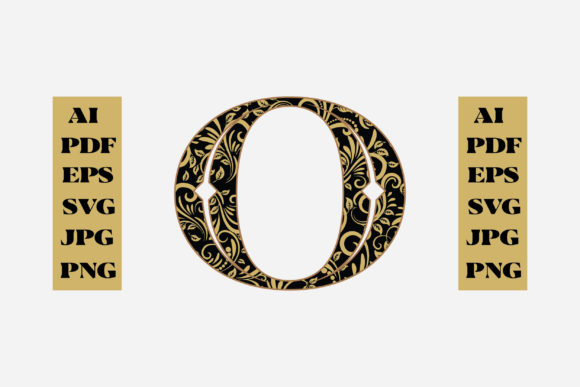 Floral Alphabet Gold Letter - O