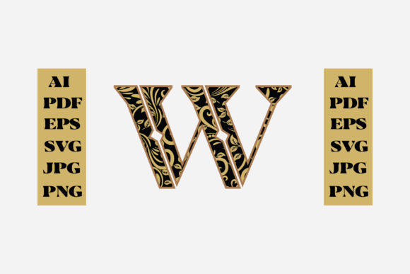 Floral Alphabet Gold Letter - W