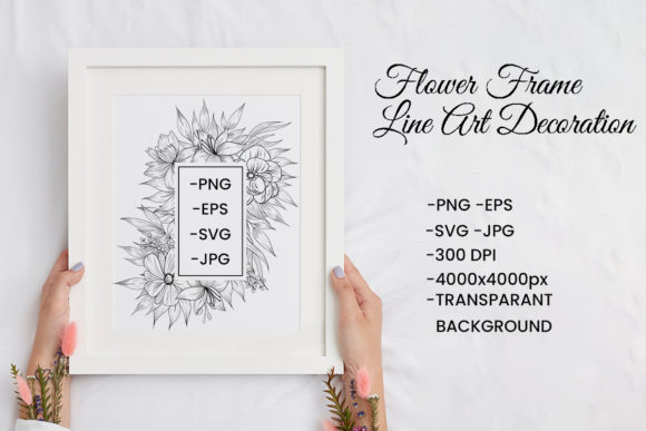 Floral Frame Line Art Decoration Border