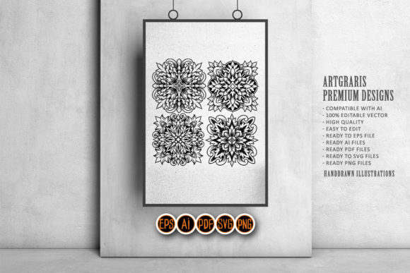 Floral Ornaments Pattern Set Silhouette
