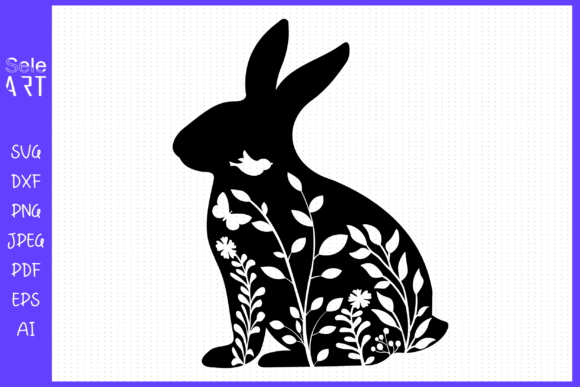 Floral Rabbit Silhouette