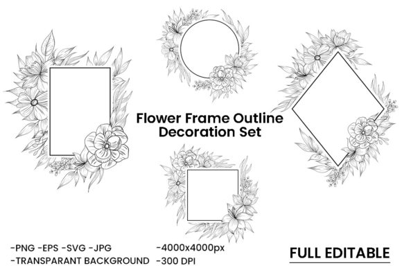 Frame Floral Decoration Outline Border