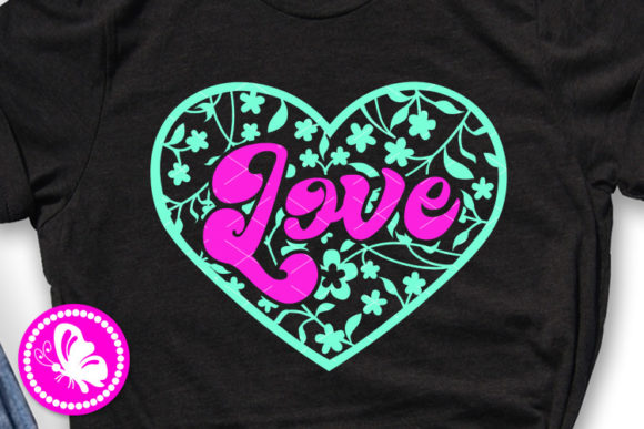 Heart Floral Print Love Sign Valentines