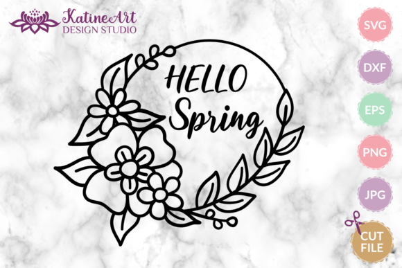 Hello Spring Floral Wreath Sign
