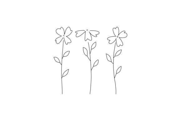 Modern Trendy Outline Floral Line Art