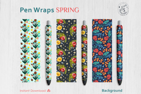 Spring Floral Pen Wraps PNG File Set