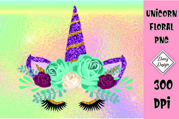 Unicorn Floral Clipart Sublimation